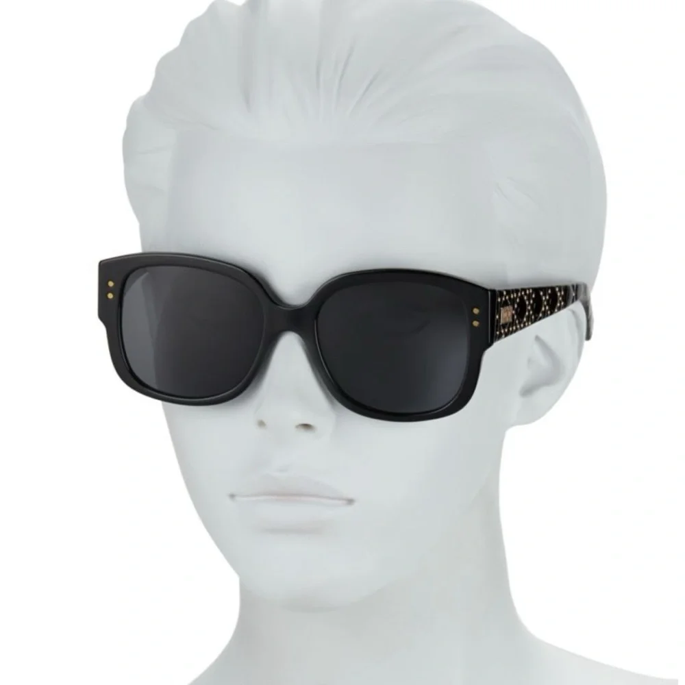 🎉HP🎉New! Dior Lady Dior Studs 54MM Black/Gold Sunglasses✨ Case, Box & Cloth